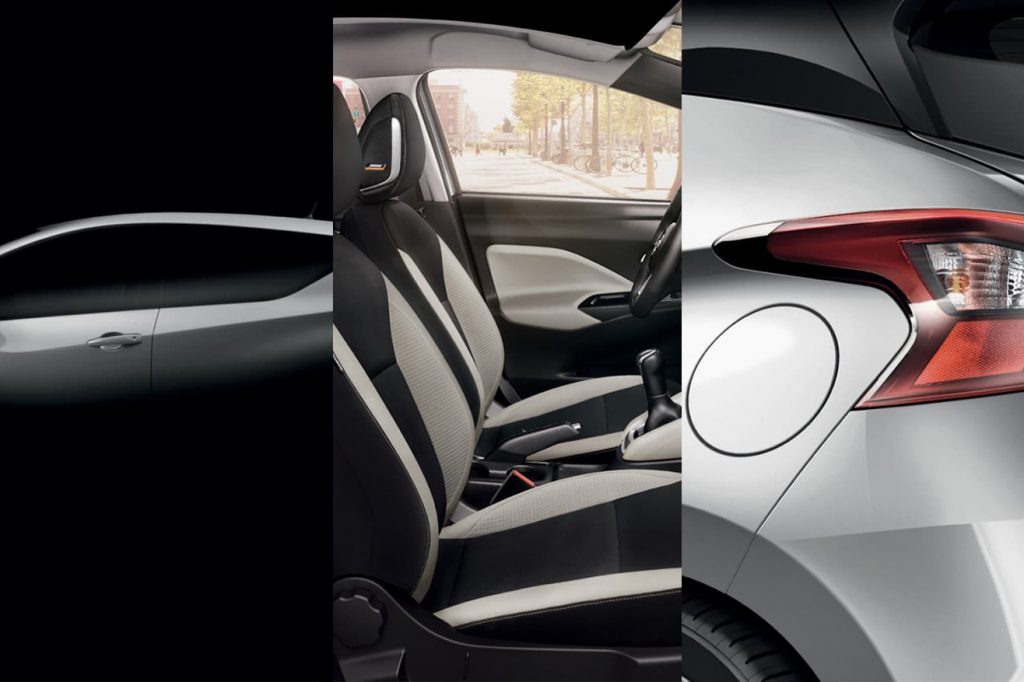 Collage av detaljbilder på Nissan Micra