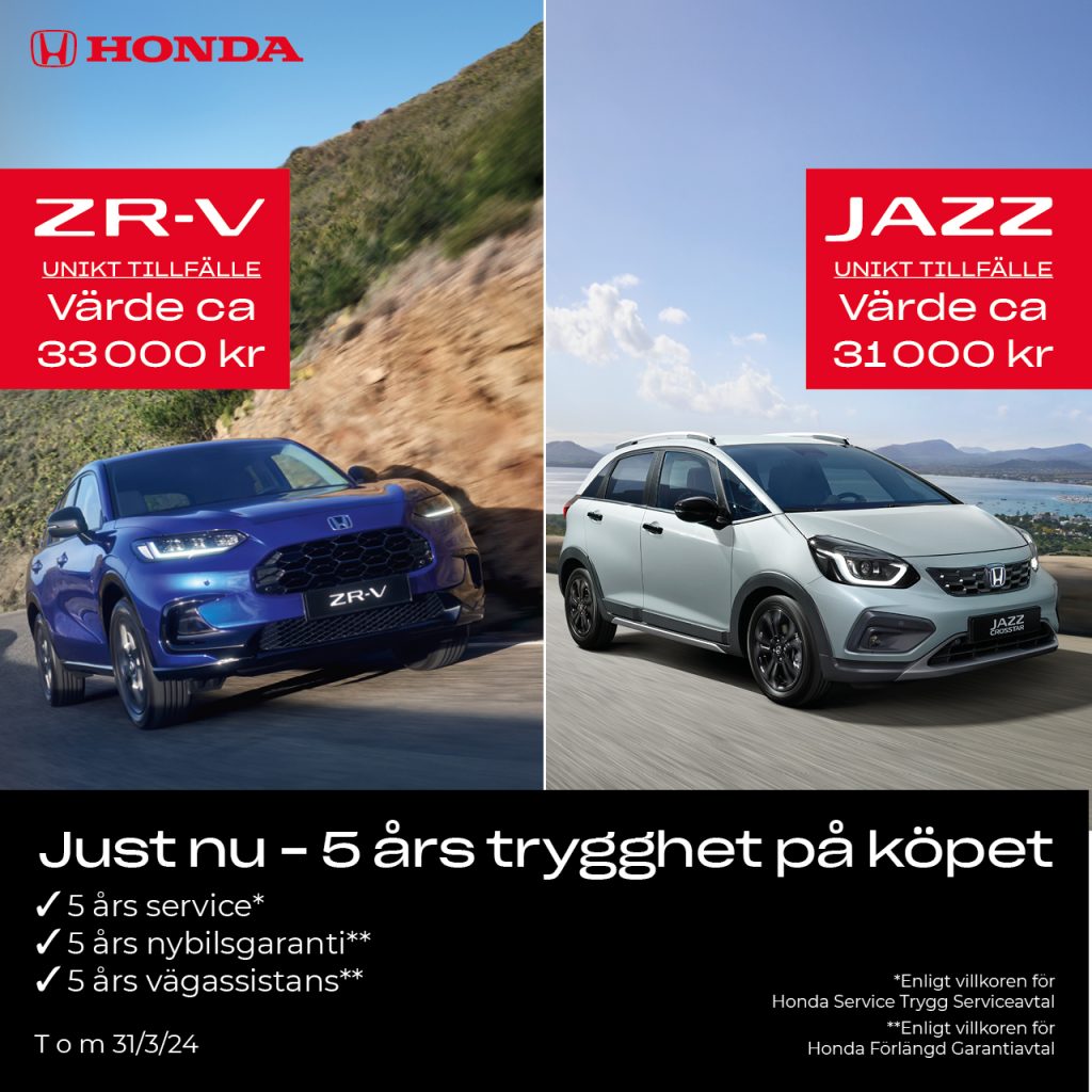 Honda trygghetskampanj ZR-V och Jazz