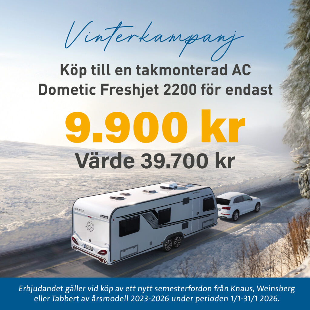 Knaus husvagn i vinterlandskap